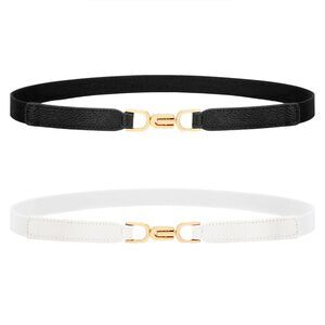 Women Elastic Thin Belts For Dress Skinny Stretch Plus Size Black Brown 2379